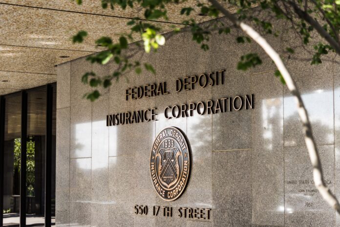 Front view of the FDIC headquarters building in Washington, D.C.