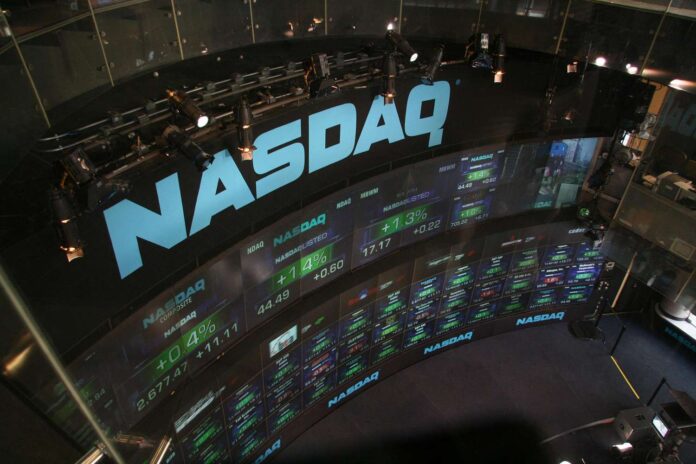 Nasdaq building displaying AACIU ticker symbol